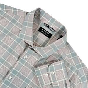 Nordstrom Tech Smart Trim Fit Dress Shirt Mens XL Pink Blue Check Coolmax